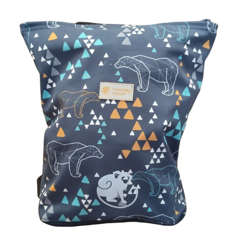 Dětský softshellový batůžek Monkey Mum® - Origami medvěd - Tmavě modrý