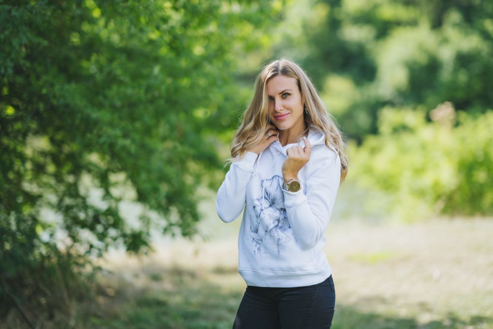 Hanorac pentru alăptare Monkey Mum® alb - mamă iubitoare