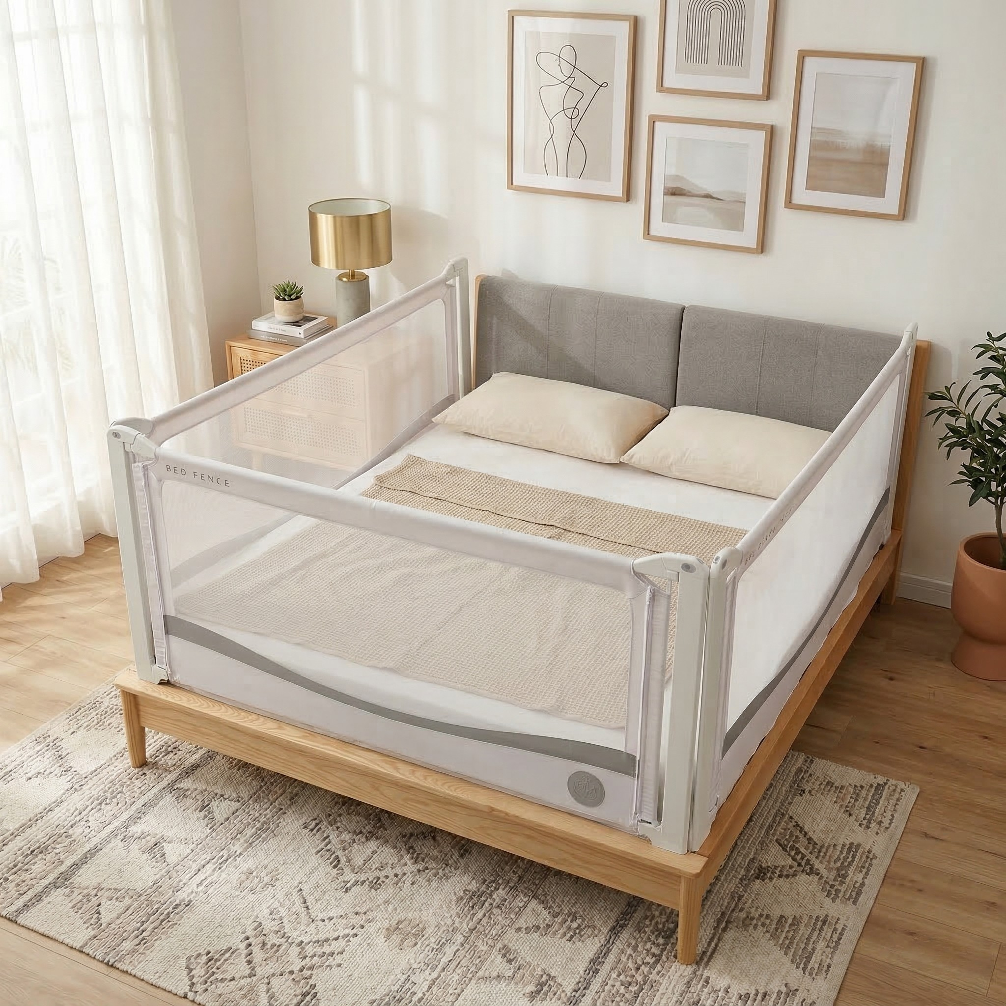 Zábrana na postel Monkey Mum® Premium - světle šedá - doprodej
