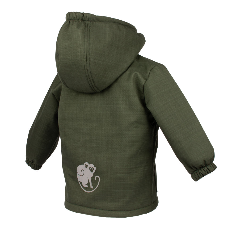 Kinder-Winter-Softshelljacke mit Teddyfutter Monkey Mum® - Khaki-Jäger