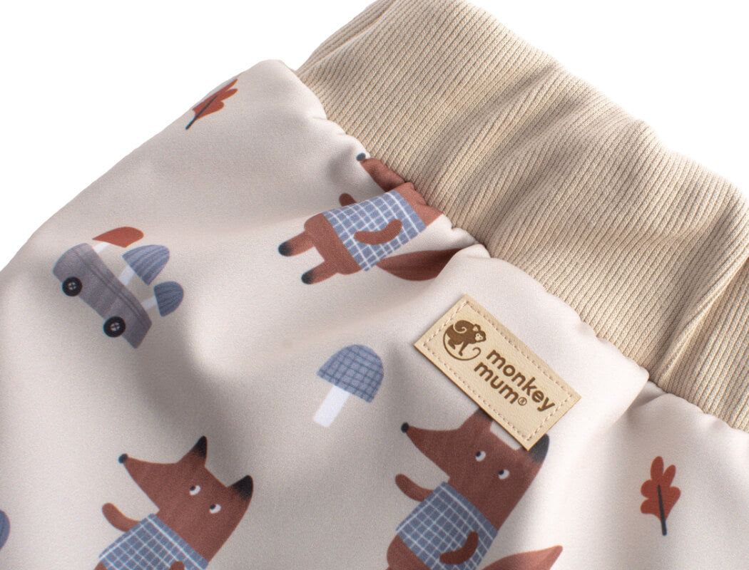 Pantaloni softshell per bambini con membrana Monkey Mum® - Volpi sui funghi