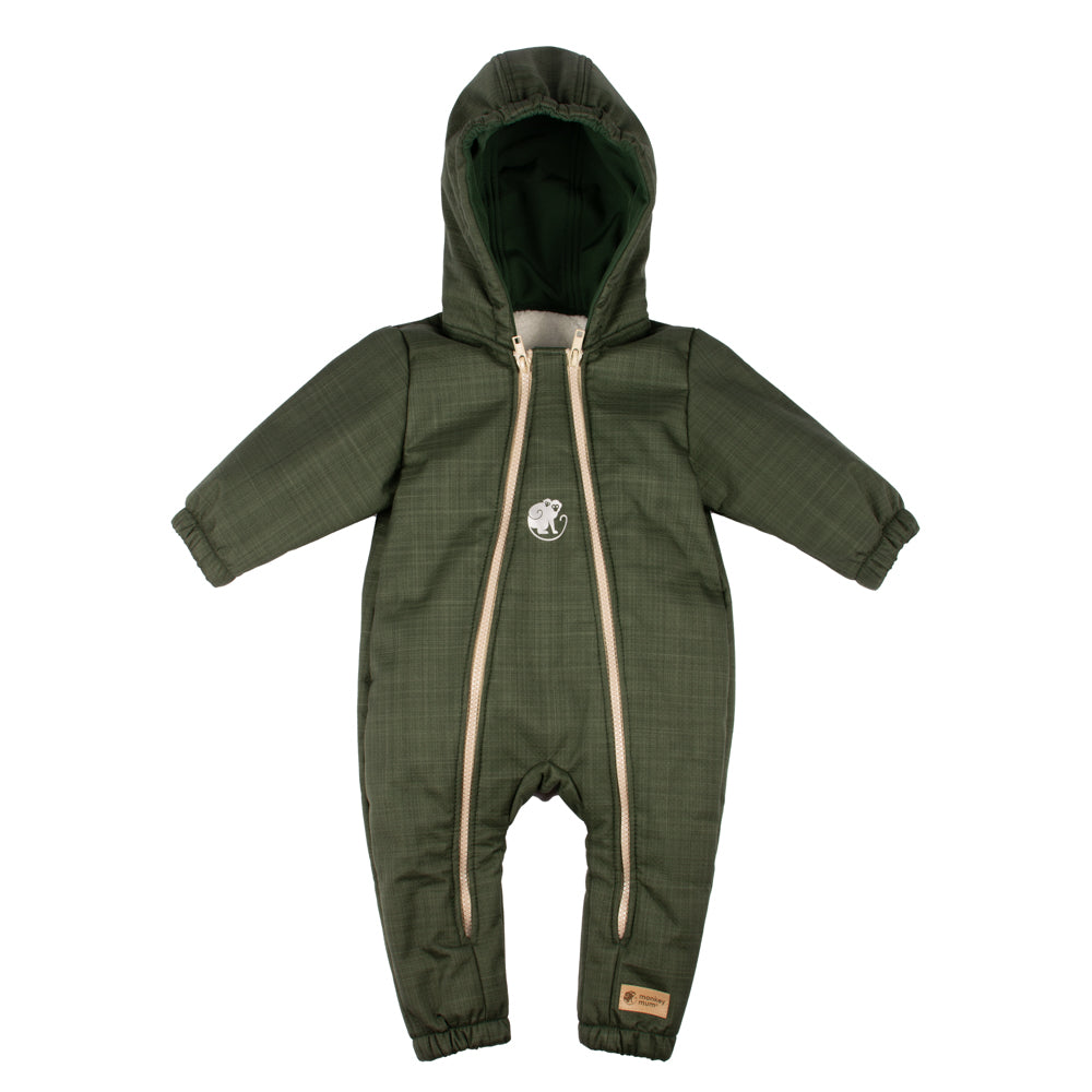 Monkey Mum® Mono infantil de invierno de softshell con borreguito - Pequeño cazador caqui - talla 62/68, 74/80