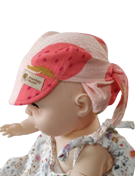 Muslinasta marama s vizirom Monkey Mum® - Jagoda