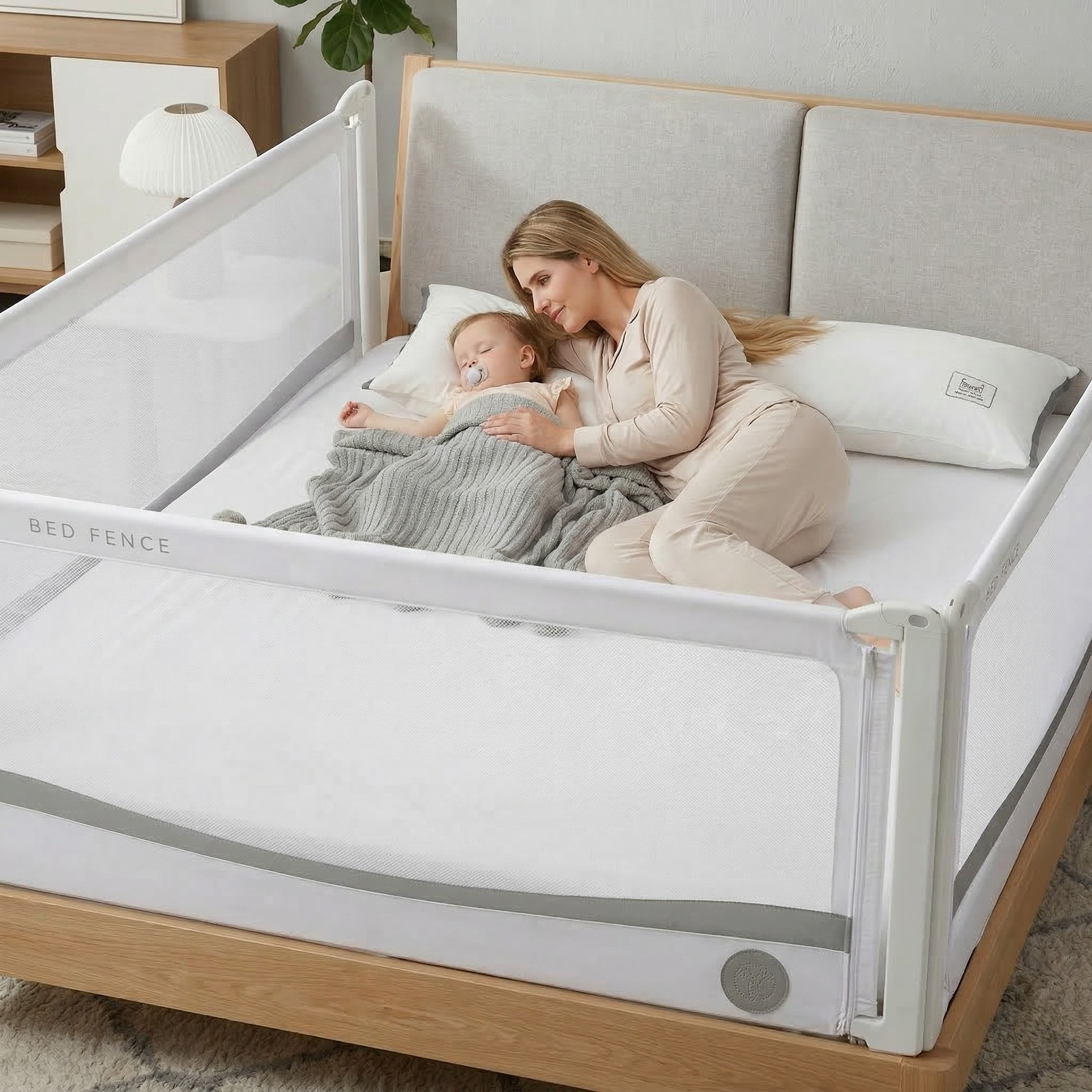 Zábrana na postel Monkey Mum® Premium - světle šedá - doprodej