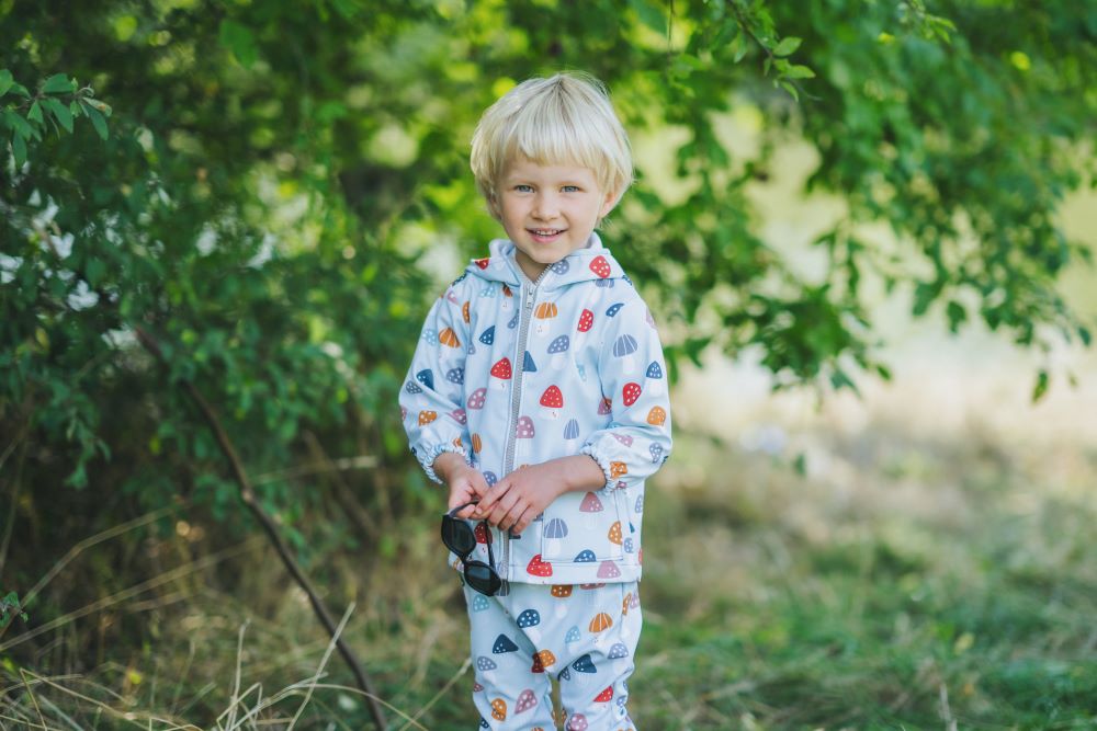 Children's Softshell Jacket with Membrane Monkey Mum® - Colorful Fly Agarics