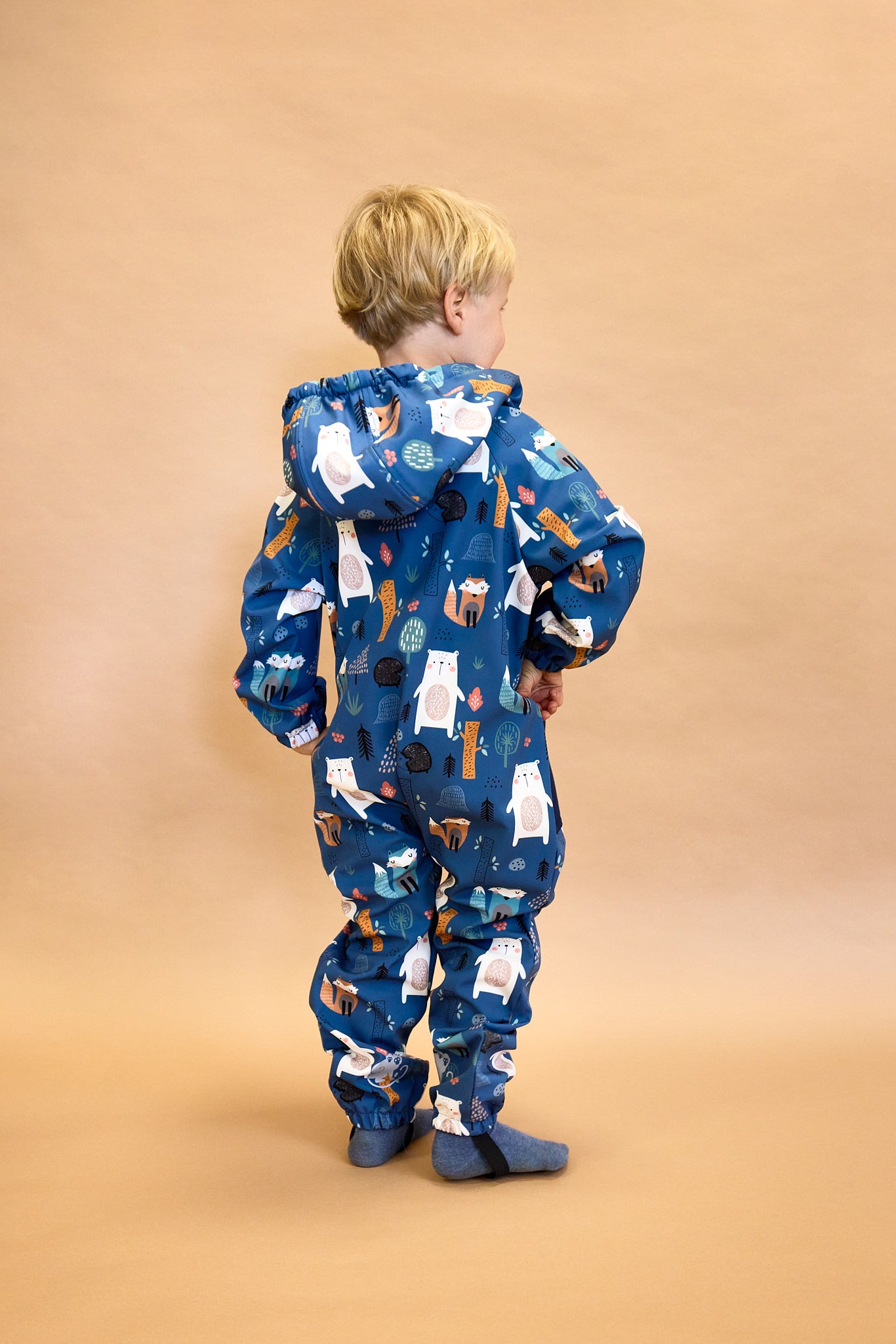 Monkey Mum® Barns vinter-softshelloverall med teddyfoder - Sagolika kvällsberättelsen - stl. 62/68, 74/80