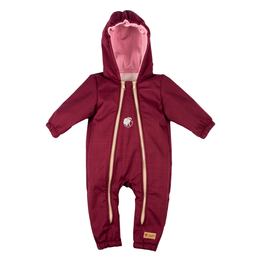 Monkey Mum® Mono infantil de invierno de softshell con borreguito - Caperucita vinotinto - talla 62/68, 74/80