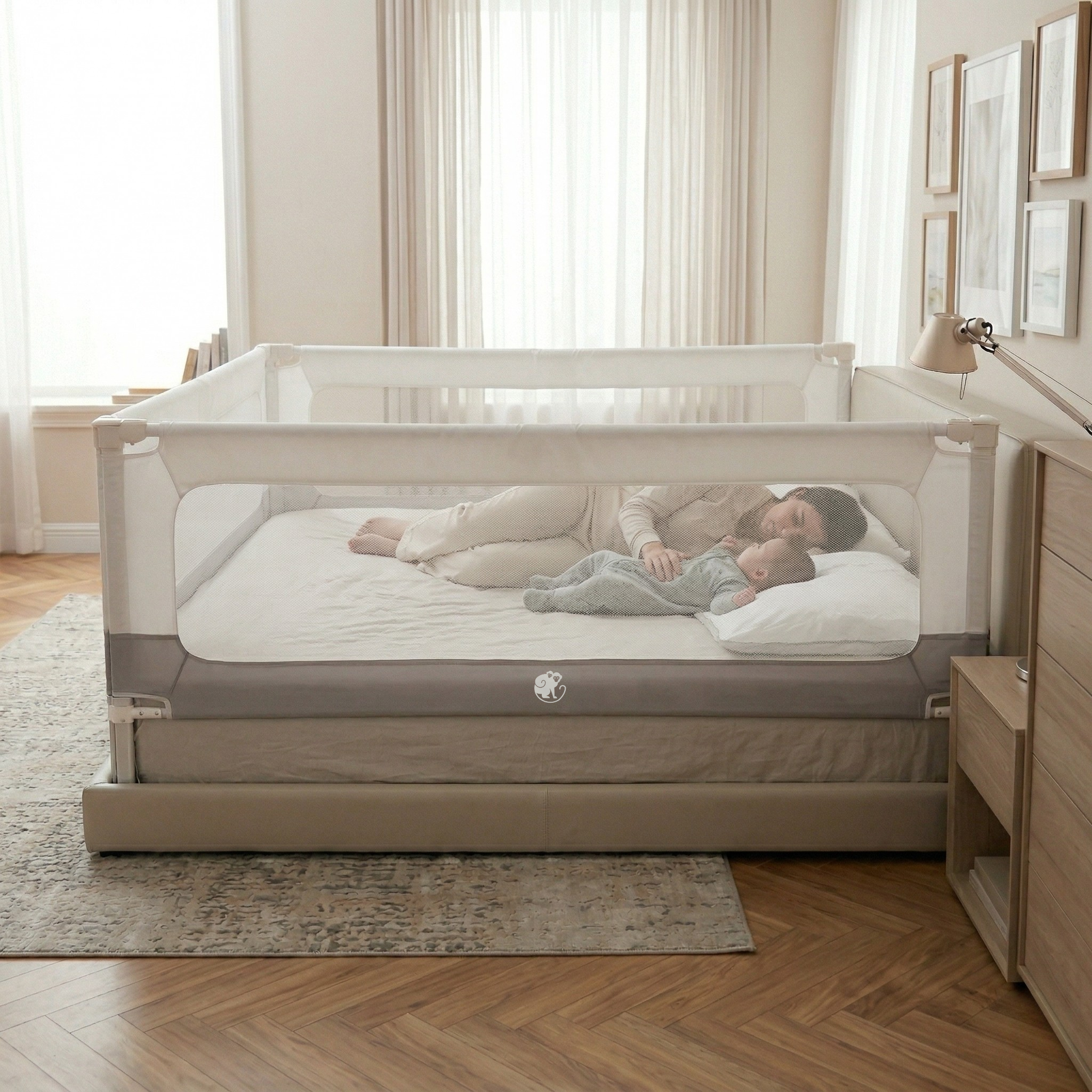Bettbarriere und Laufgitter Monkey Mum® 2in1 Smart - ausgepackt
