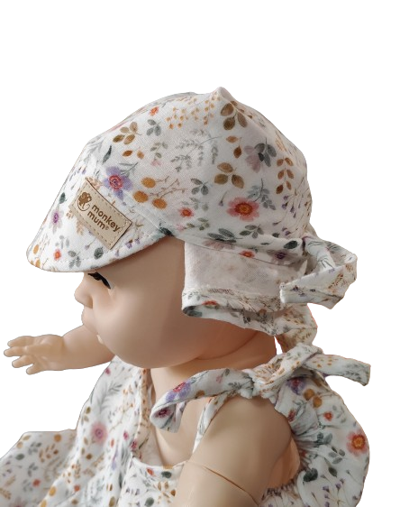 Foulard en mousseline avec visière Monkey Mum® - Prairie fleurie