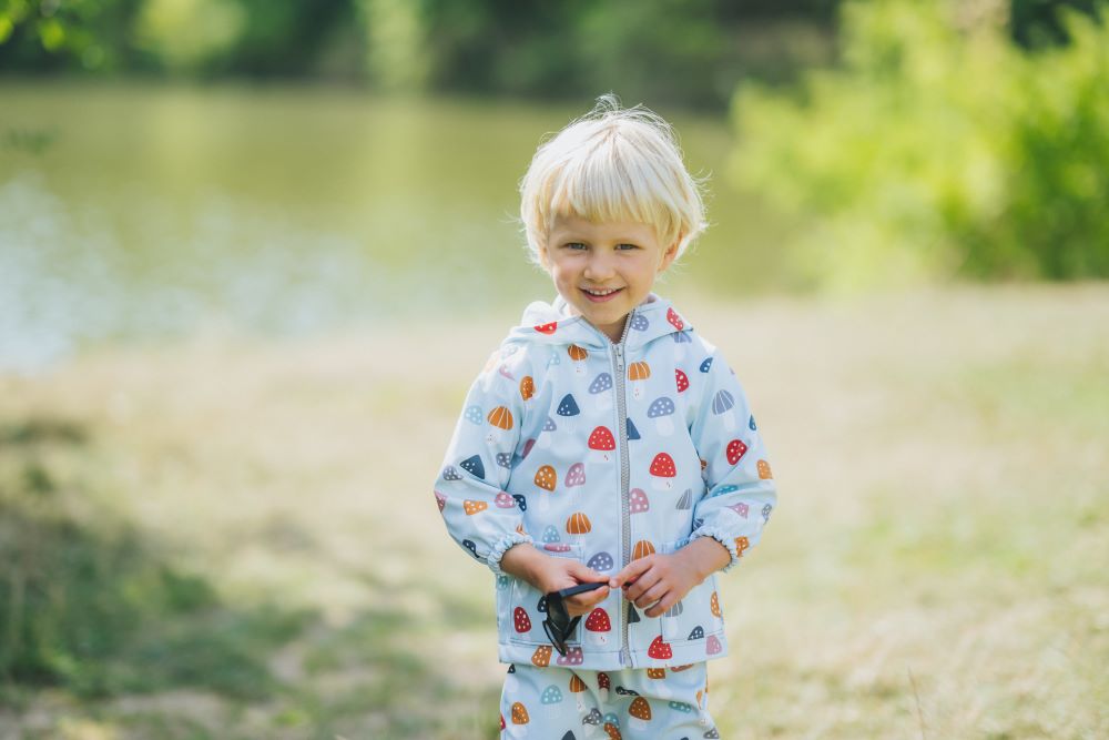 Children's Softshell Jacket with Membrane Monkey Mum® - Colorful Fly Agarics