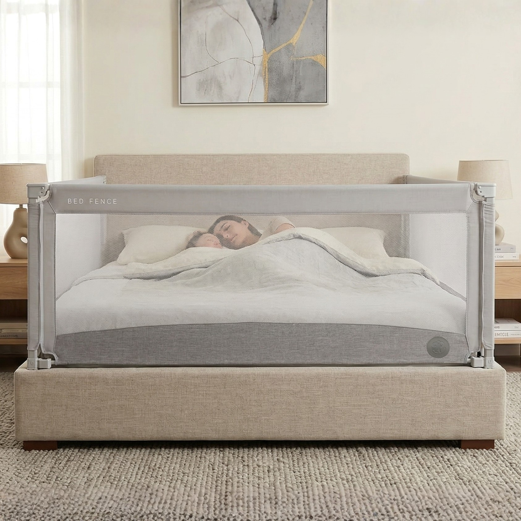 Bettbarriere Monkey Mum® Economy - hellgrau - ausgepackt