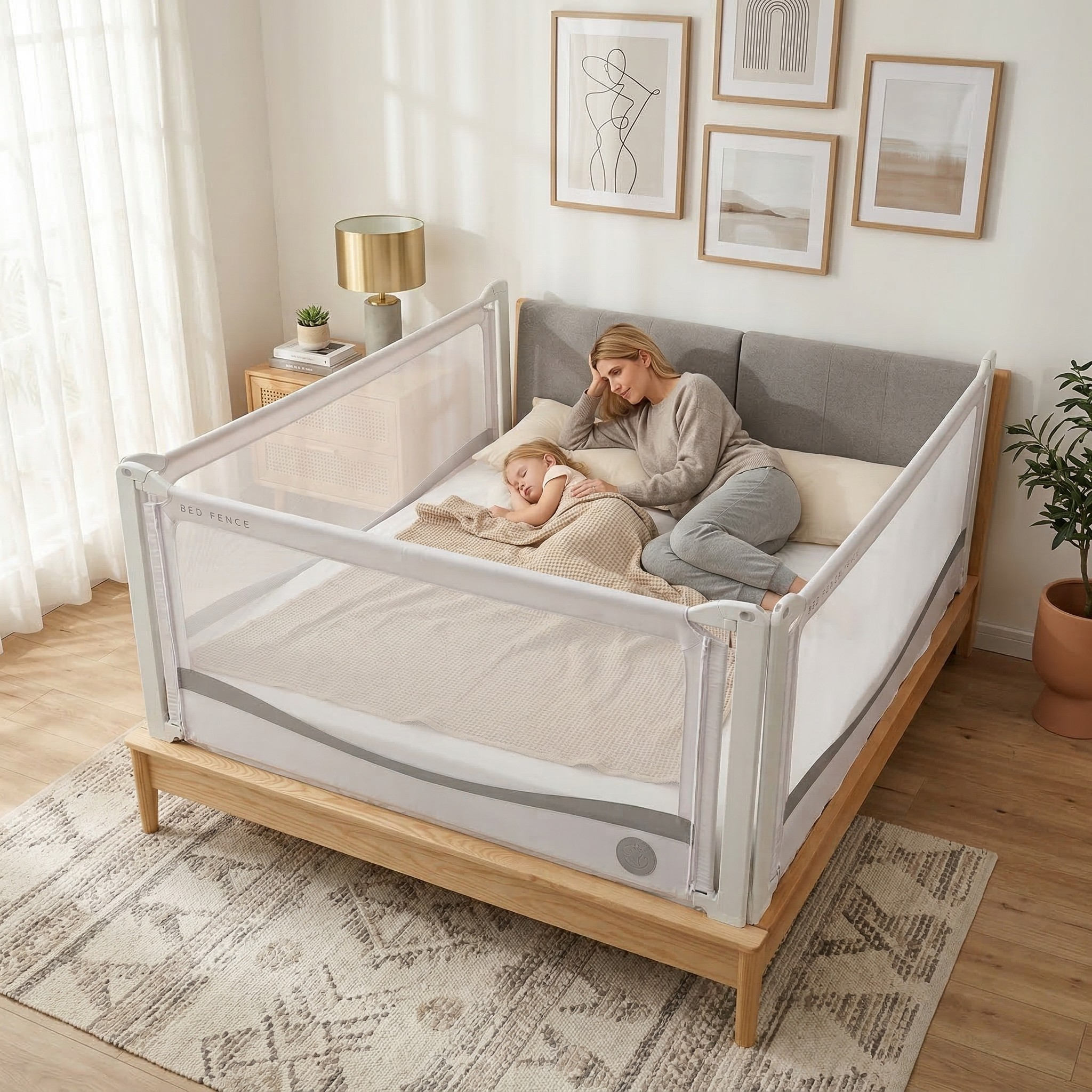 Monkey Mum® Premium ágyrácsvédő - világosszürke - kibontva