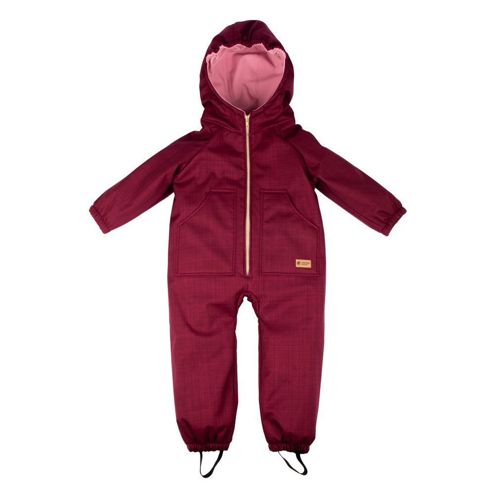 Monkey Mum® Barns vinter-softshelloverall med teddyfoder - Vinröd Rödluvan - stl. 98/104, 110/116