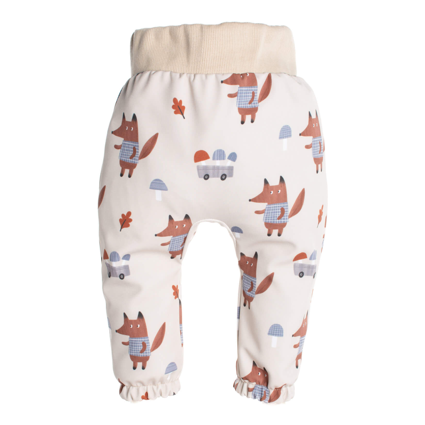 Pantaloni softshell per bambini con membrana Monkey Mum® - Volpi sui funghi