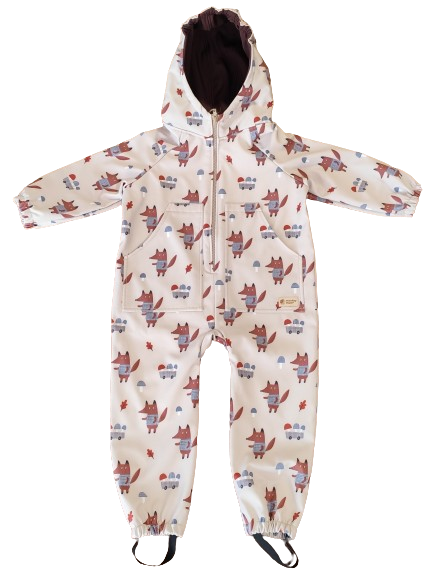 Monkey Mum® mono softshell con membrana – Zorros en las setas - talla 98/104, 110/116