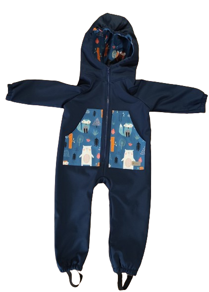 Monkey Mum® Mono de softshell con membrana – Cielo nocturno con animalitos - talla 98/104, 110/116