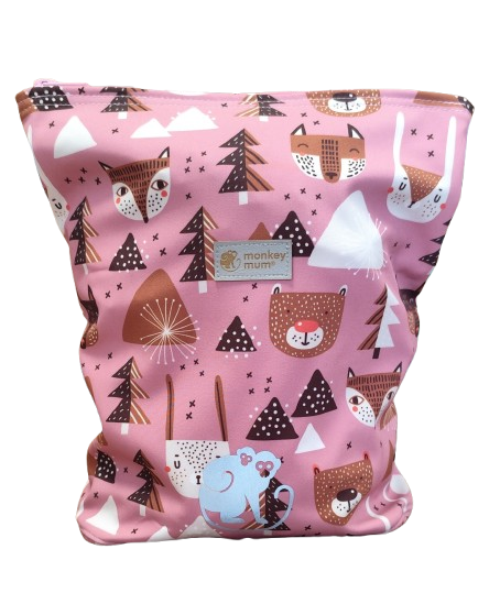 Dětský softshellový batůžek Monkey Mum®  - Lesní zvířátka - Růžový