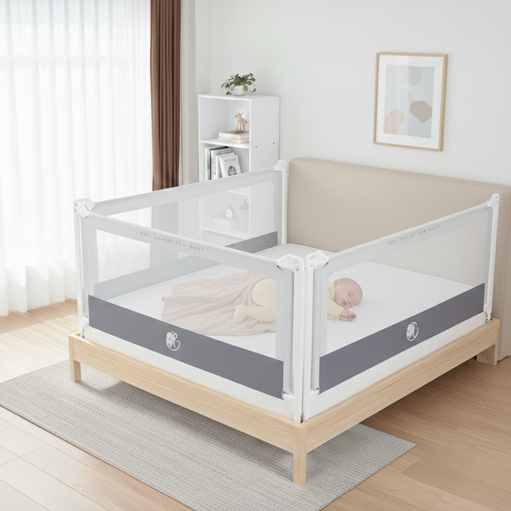 Bettbarriere Monkey Mum® Popular - hellgrau - ausgepackt