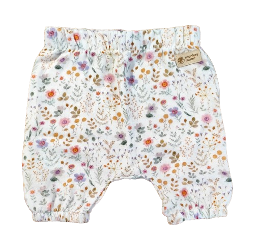 Monkey Mum® muslinkortbyxor - Blommande äng