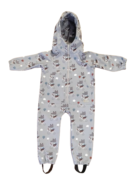 Monkey Mum® Mono de softshell con membrana – Lobos en bicicleta - talla 98/104, 110/116
