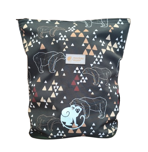 Dětský softshellový batůžek Monkey Mum®  -  Origami medvěd - Tmavě zelený